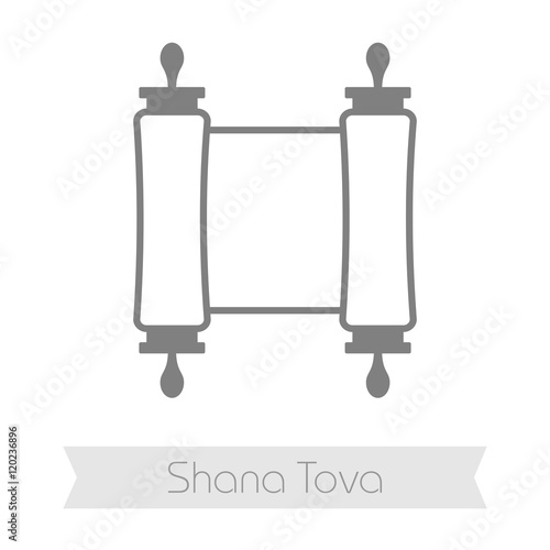 Torah scroll. Rosh Hashanah icon. Shana tova