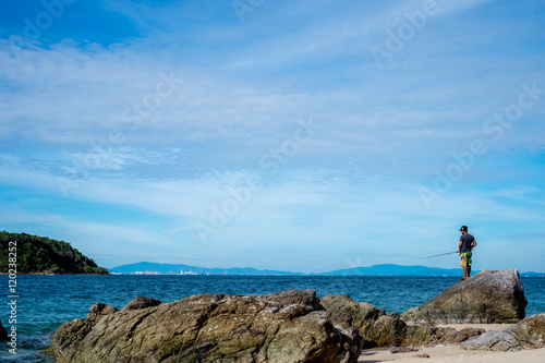 sea scape and fishing man in Pattaya beach,Thailand. © ChirstoPher_Kim
