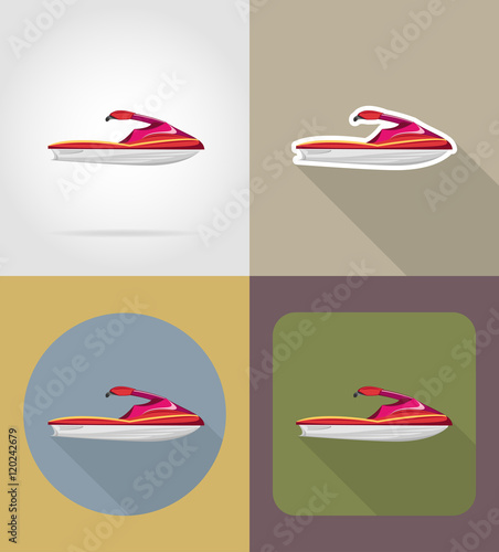 aquabike flat icons vector illustration
