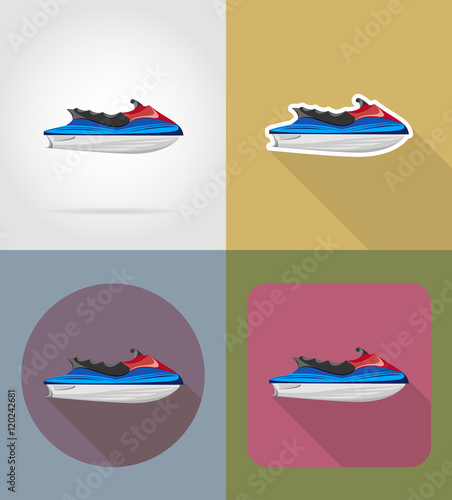 aquabike flat icons vector illustration