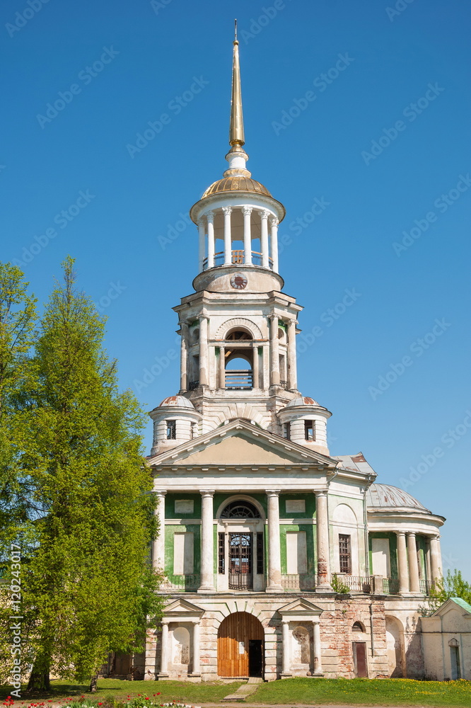 The bell tower of the ancient Boris and Gleb Monastery in the small historic town of Torzhok The bell tower of the ancient Boris and Gleb Monastery in the small historic town of Torzhok