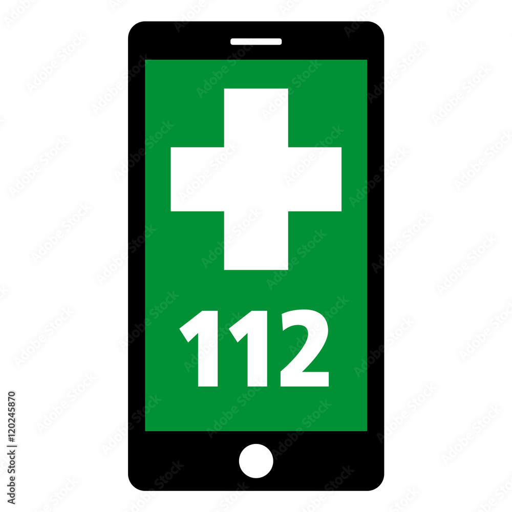 Fototapeta premium notruf 112 smartphone grün neg