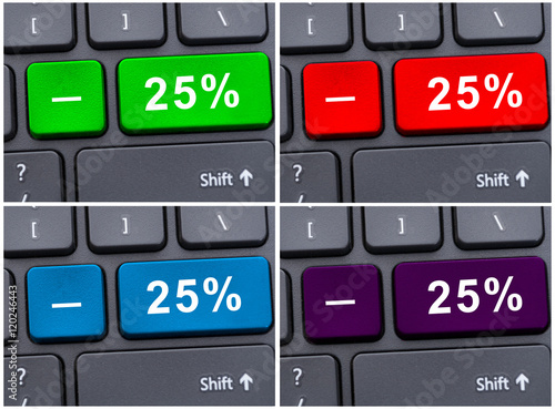 Button with 25 % dicount on keyboard photo