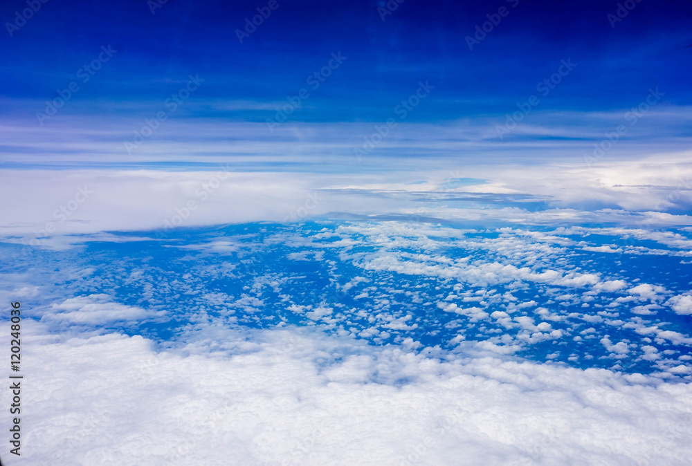 blue sky high view from airplane window clouds shapes blue sky high view from airplane window clouds shapes
