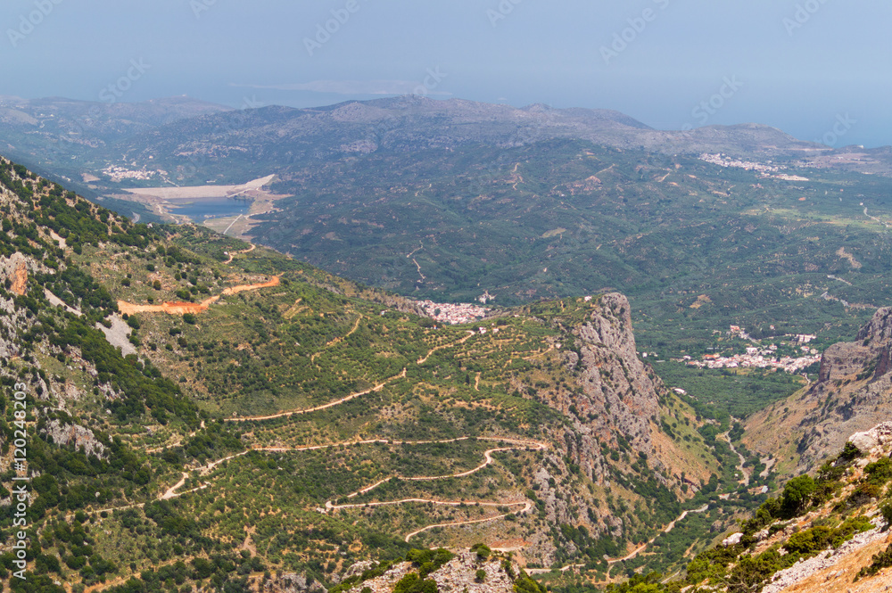 Panoramic view of cliffs and mountains