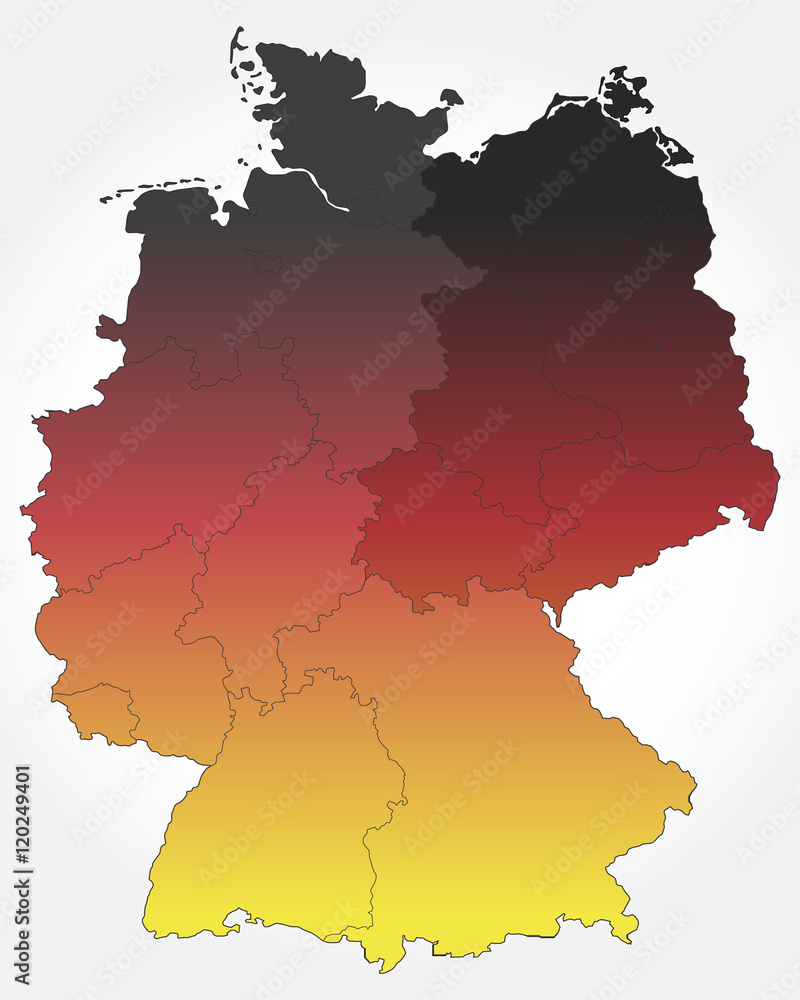 Fototapeta premium Deutschland Karte - Neue Länder mit Verlauf