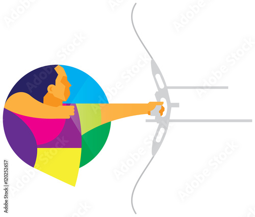colored silhouette archer