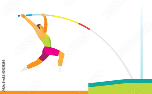 pole vaulter performs a jump