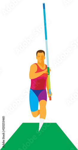 Athlete is pole vaulter on the track for the running start