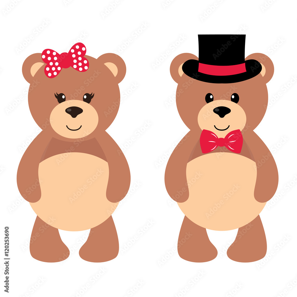 cartoon bear girl and boy vector cartoon bear girl and boy vector