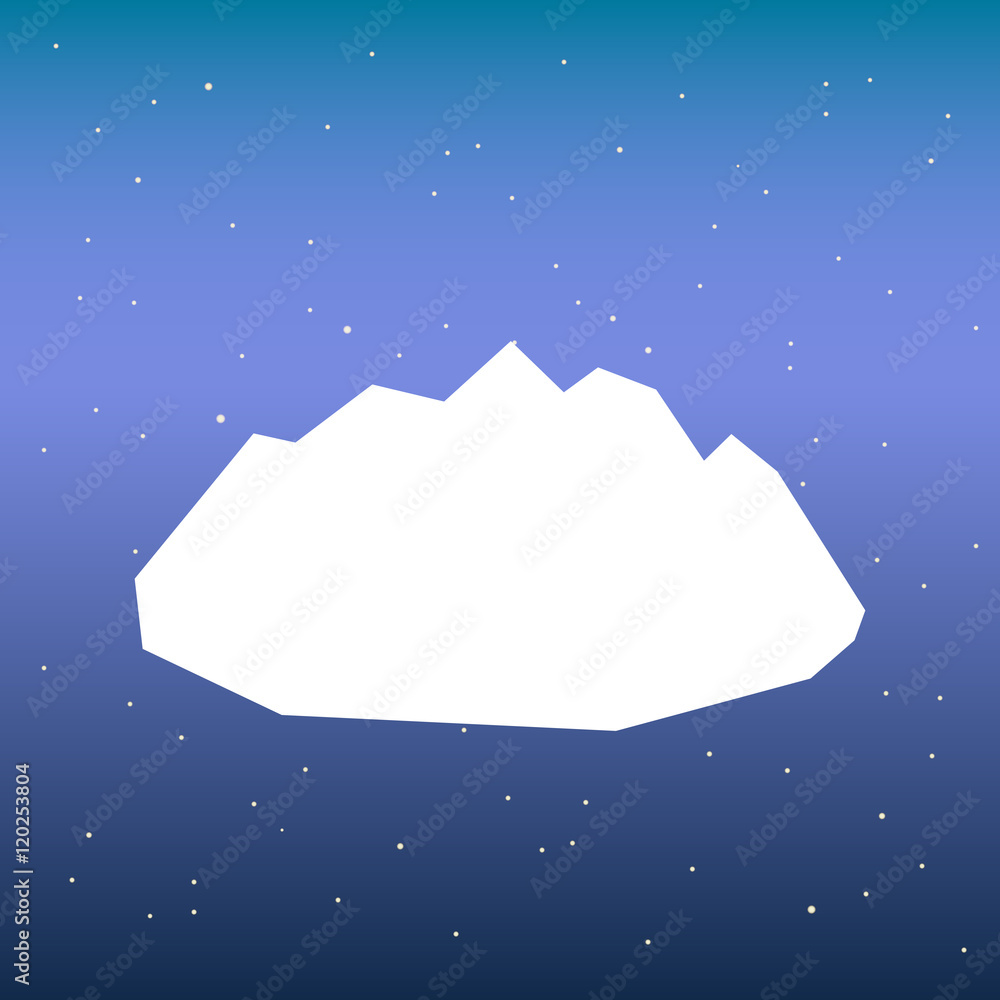 Naklejka premium White silhouette of mountains and starry night sky. Vector background for flyer, advertising, banner, ads, poster