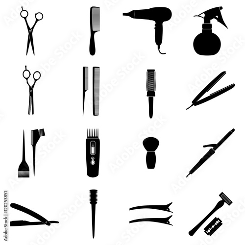 Set of icons of hairdresser tools, vector illustration