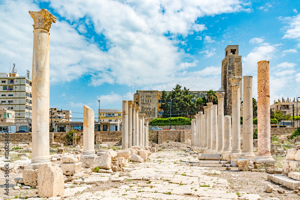 Al Mina in Tyre, Lebanon. It is located about 80 km south of Beirut and has led to its designation as a UNESCO World Heritage Site in 1984.