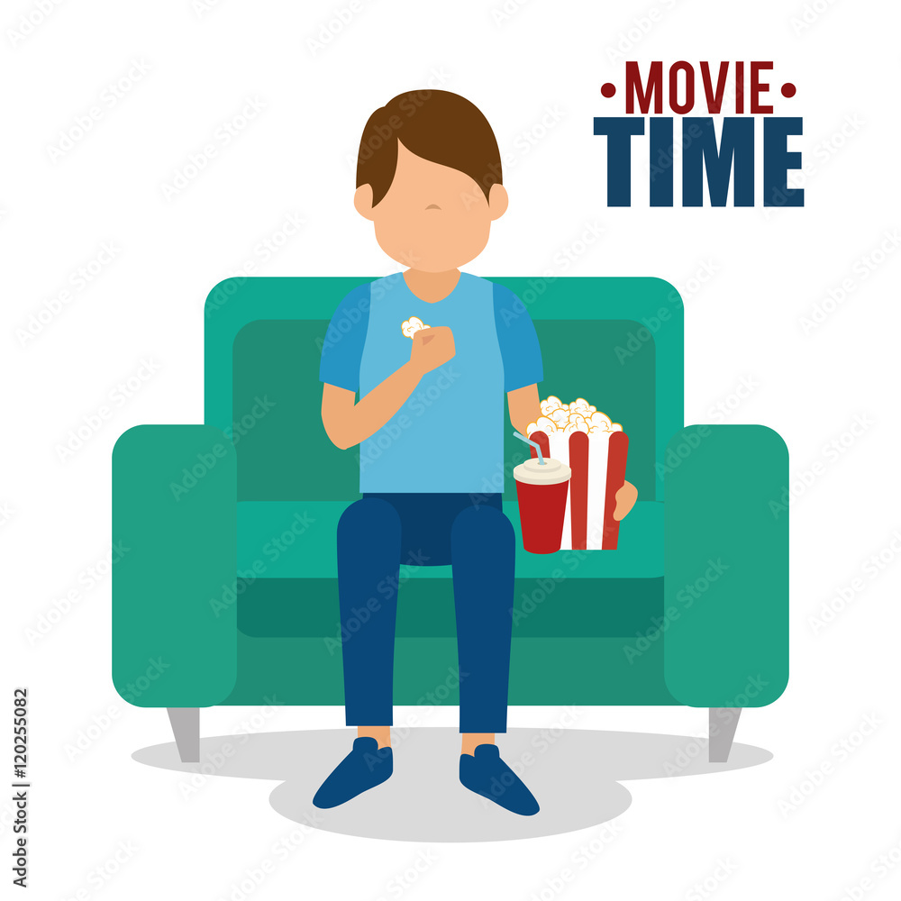 man watch movie design vector illustration eps 10 man watch movie design vector illustration eps 10