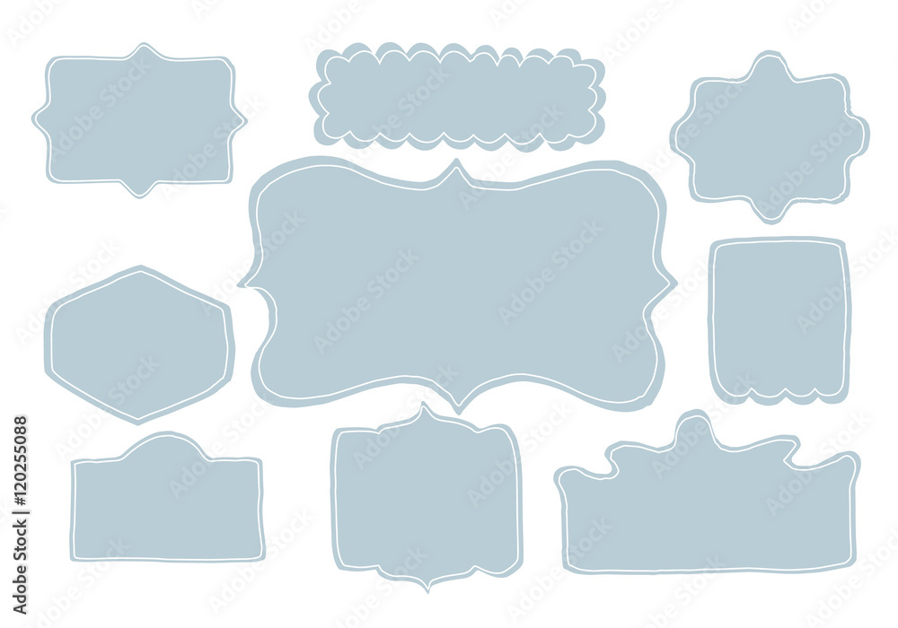 Set of hand drawn vector frames. Blue banners. Set of hand drawn vector frames. Blue banners.