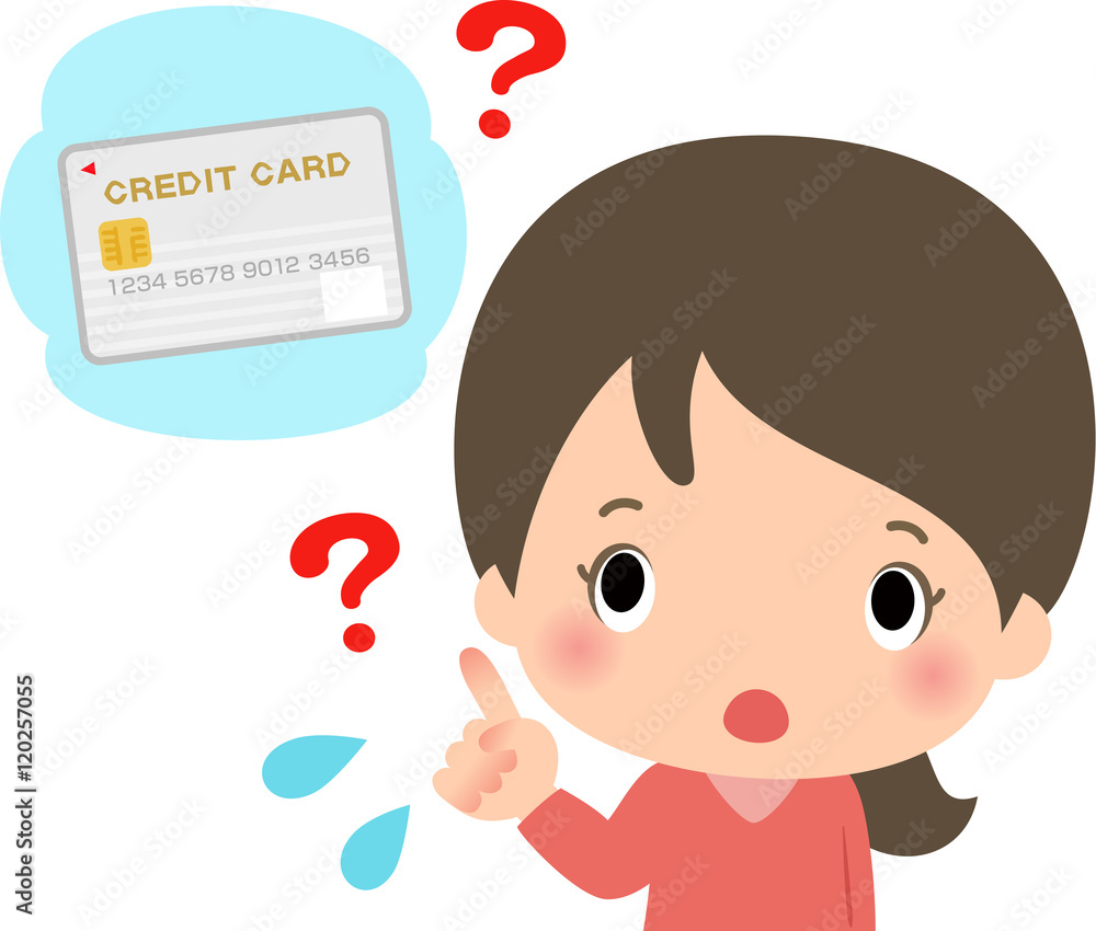 クレジットカードに疑問を持つ若い女性