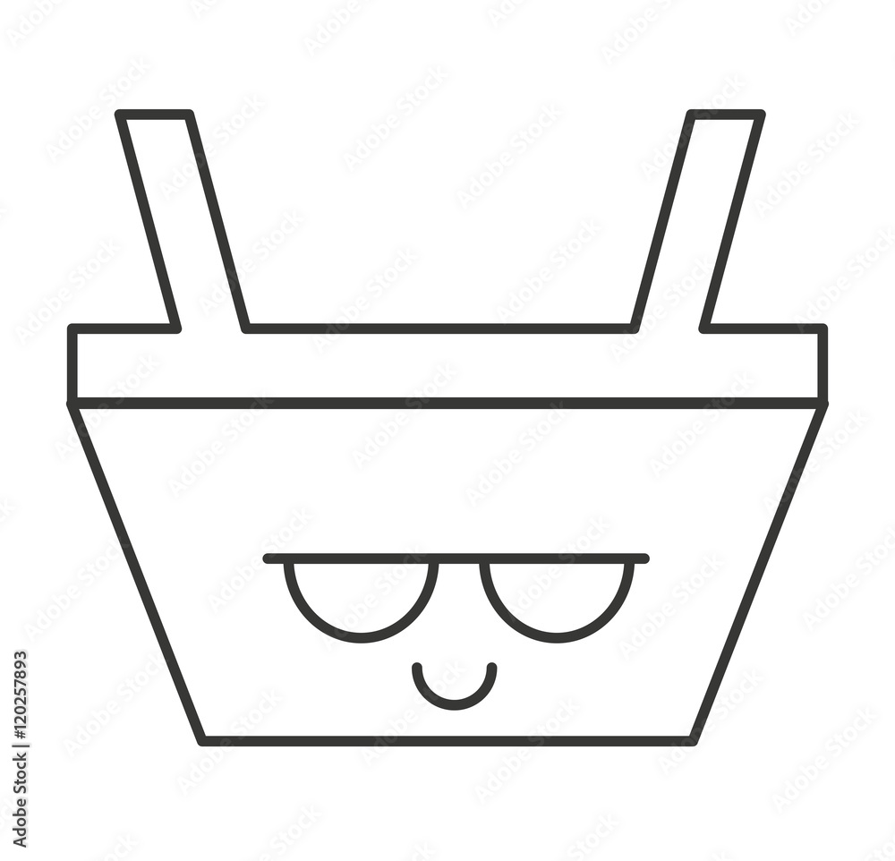 shopping basket character kawaii style vector illustration design