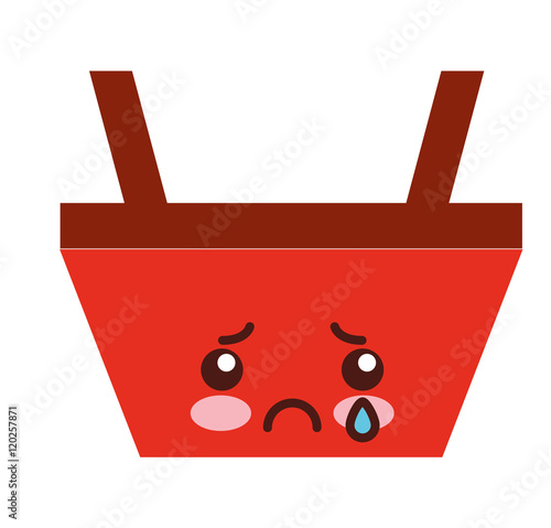 shopping basket character kawaii style vector illustration design