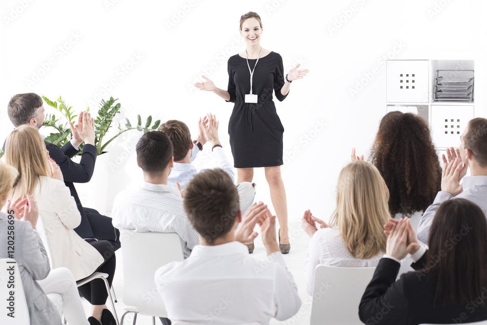 Fototapeta premium Entertaining presentation of a team leader