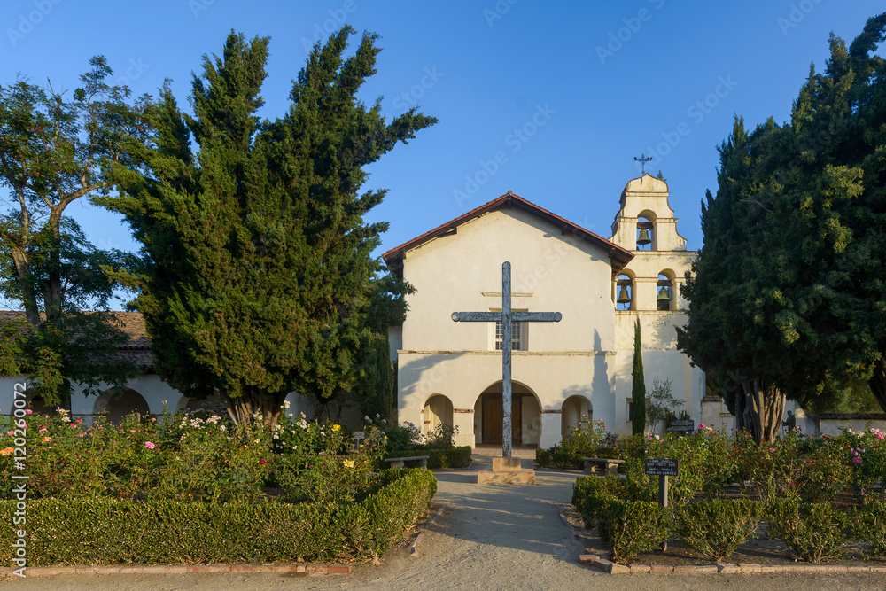 Exterior of the Mission San Juan Bautista in California