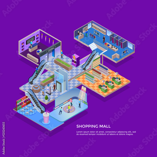 Shopping Mall Isometric Concept