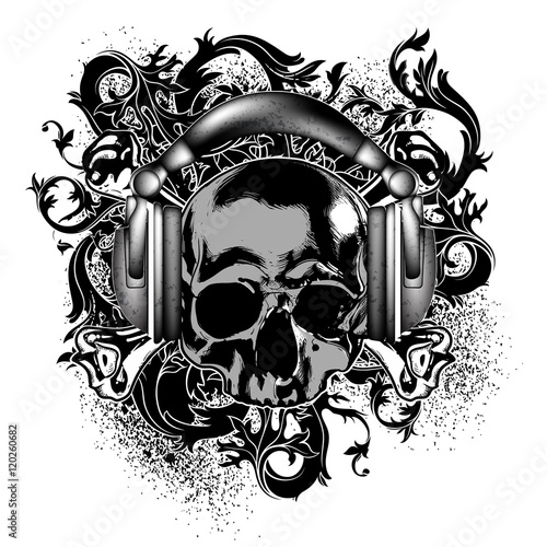 skull with headphones