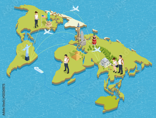 Tourists And Landmarks Poster