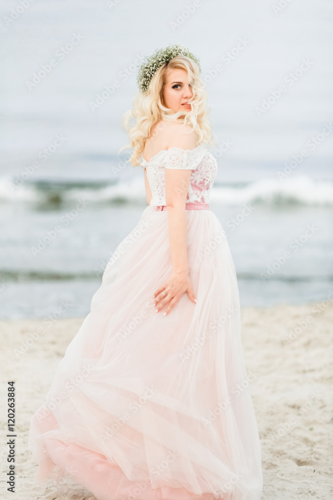 Happy and beautiful wife on the beach Happy and beautiful wife on the beach