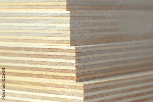 Macro plywood boards stacked photo