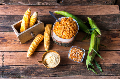 Wallpaper Mural Fresh corn with corn flakes and corn flour Torontodigital.ca