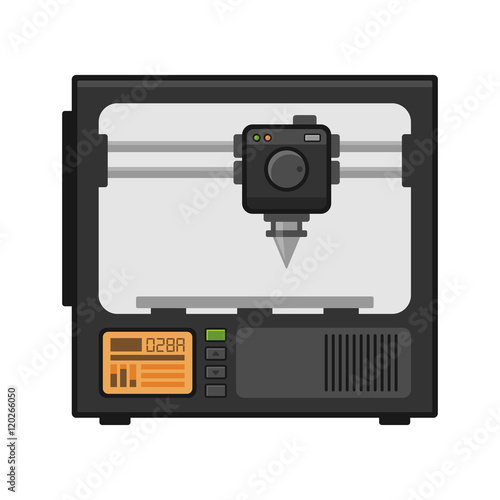 Printer 3d on White Background. Vector