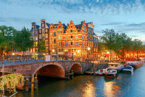 Amsterdam. City Canal at night.