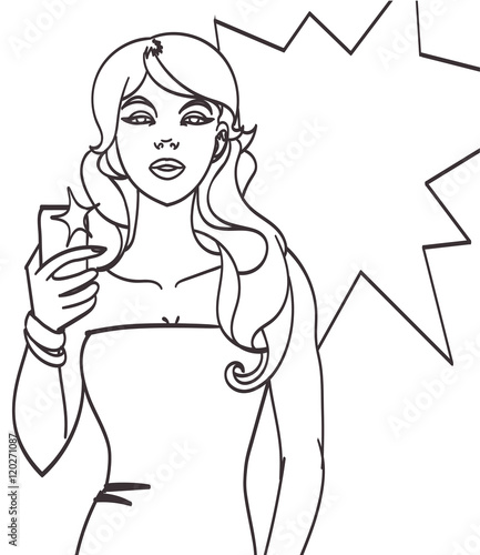 Vector pop art girl doing selfie. Beautiful vector drawing, isolated eps 10