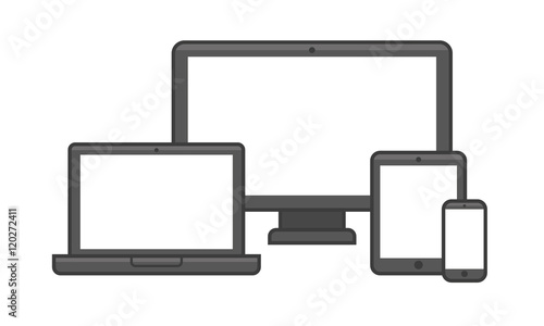 Electronic Device with Different Screen Size Icons Set. Vector