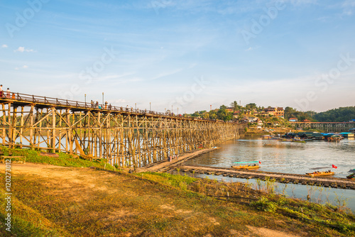 Wooden bridge (Mon Bridge) in Sangkhlaburi District, Kanchanabur photo