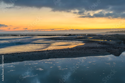 The Baltic sea coast in Zelenogradsk, Russia. Early in the morning.