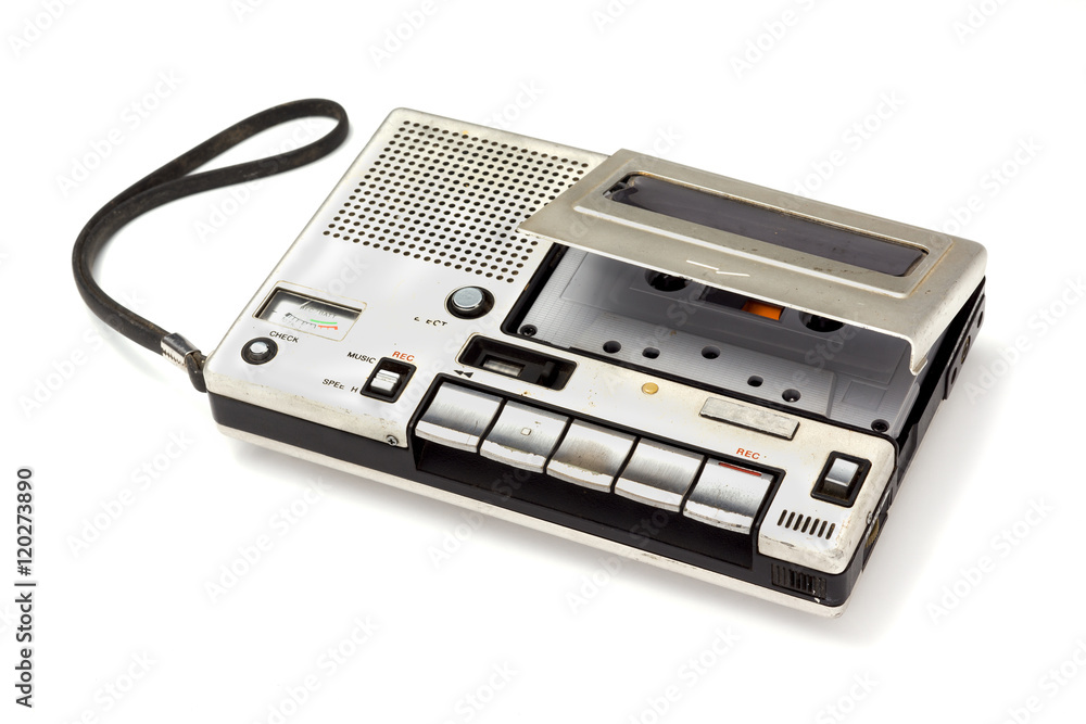 retro cassette Tape player on white retro cassette Tape player on white