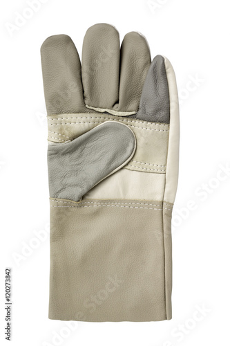 left hand genuine leather glove isolated on white