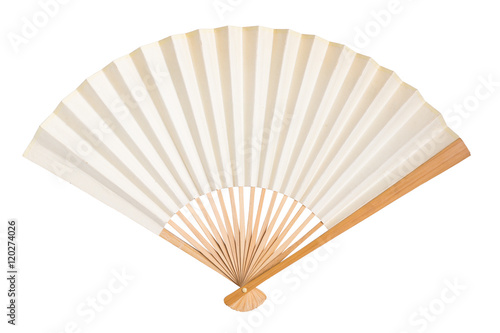 blank traditional folding fan isolated on white