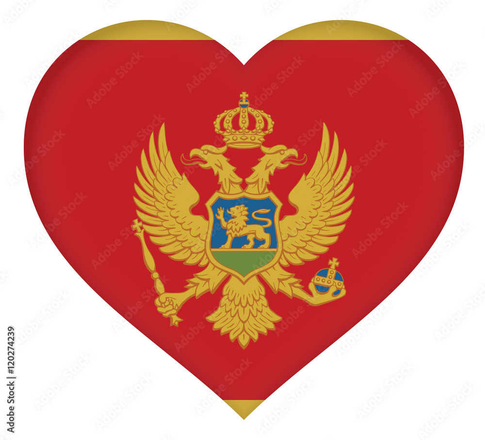 Illustration of the flag of Montenegro shaped like a heart Illustration of the flag of Montenegro shaped like a heart