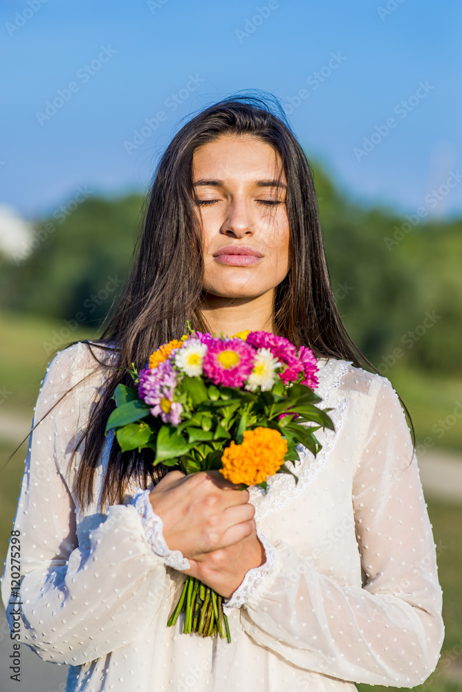 Woman with flowers Woman with flowers