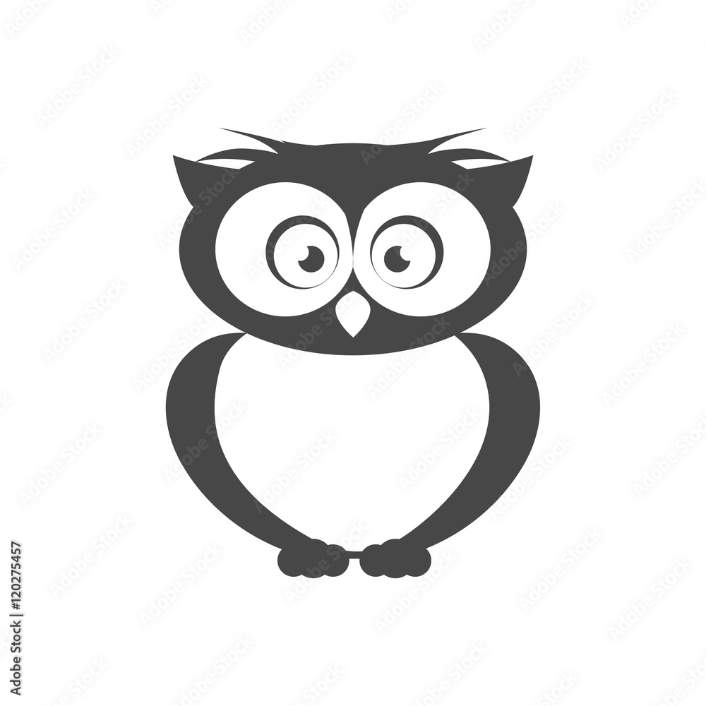 Fototapeta premium Vector icon. Flat style. The outline of the bird. Owl