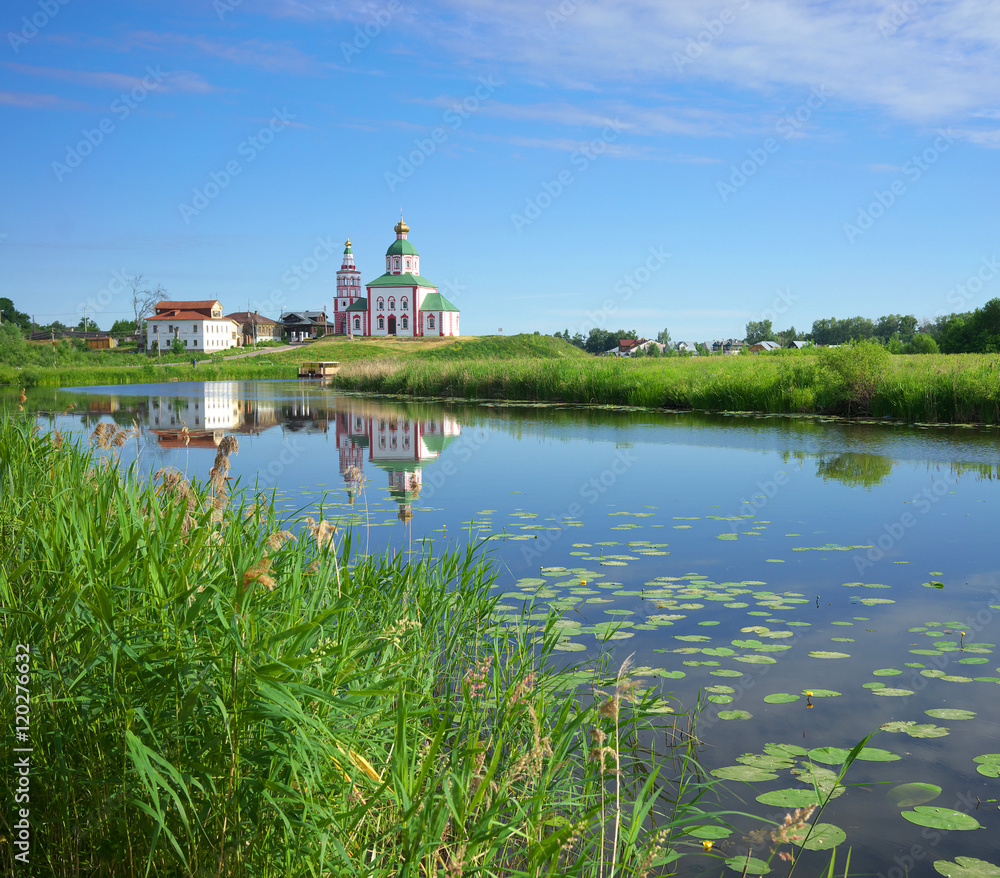 Summer landscape in Suzdal,Elias church