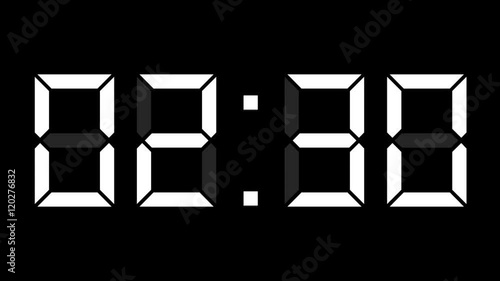 digital clock full 24h time-lapse - white on black, alpha mask