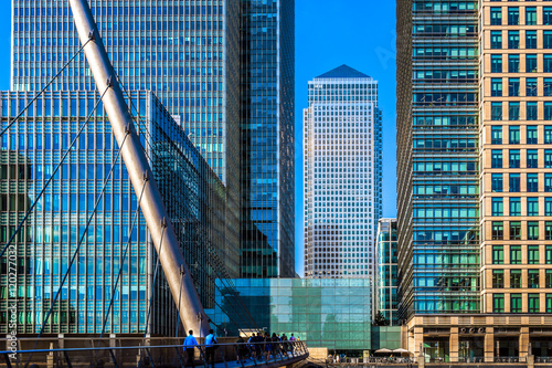 South Quay footbridge in Canary Wharf, financial district of London photo