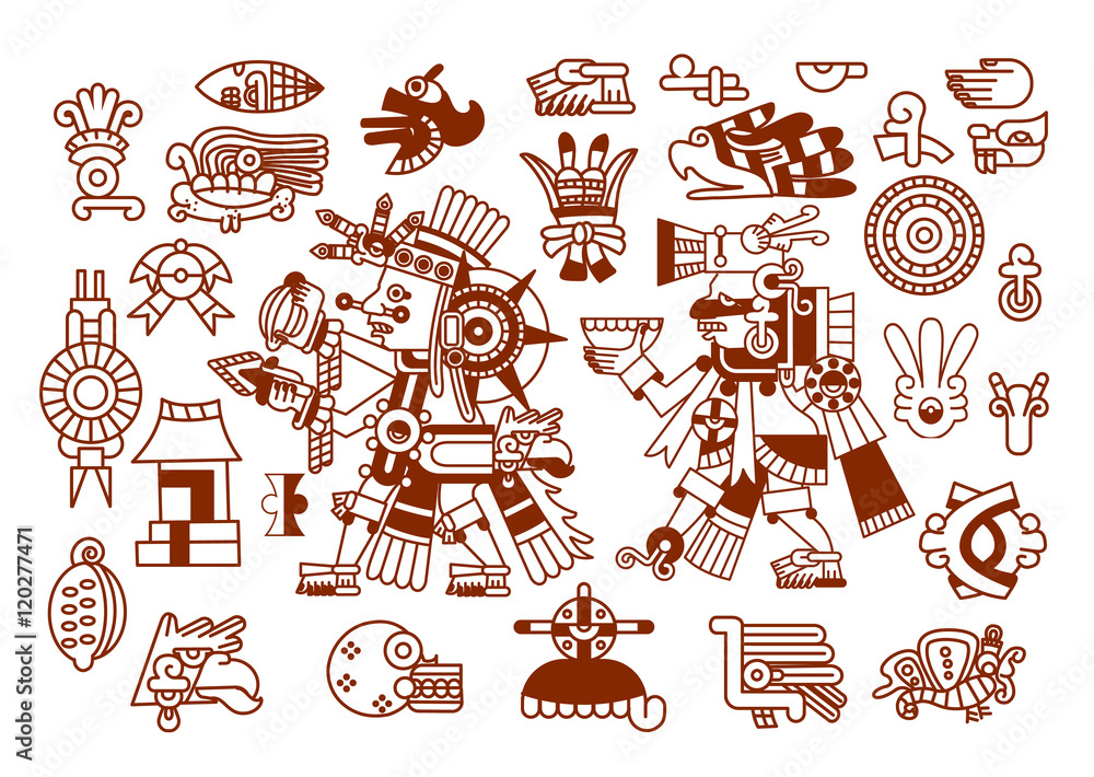 Naklejka premium sketch drawing aztec cacao bean, leaves, nibs, pattern for choco