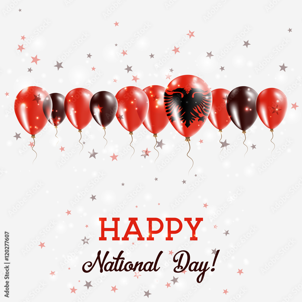 Albania Independence Day Sparkling Patriotic Poster. Happy Independence
