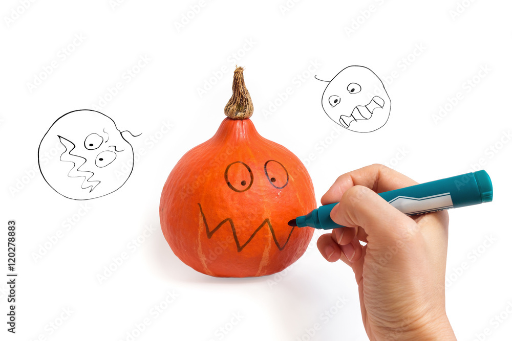 Drawing halloween pumpkin face, Jack-O-Lantern 