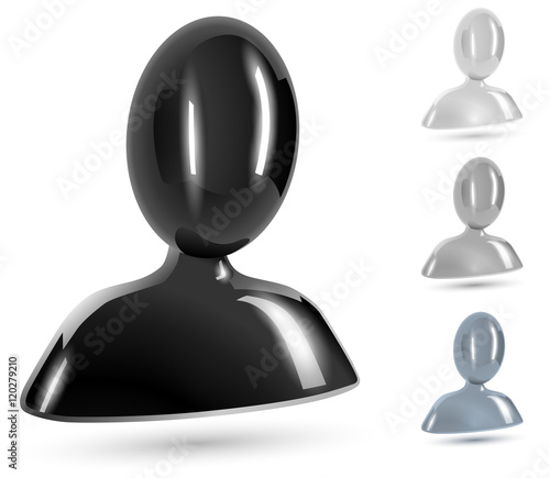 Abstract user black, white and gray glossy icons