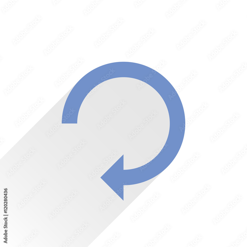 Flat blue arrow icon reset sign on white Flat blue arrow icon reset sign on white